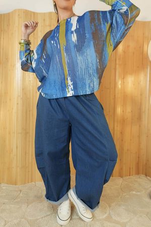 Raven Relaxed Knit Top Expressionist Blues